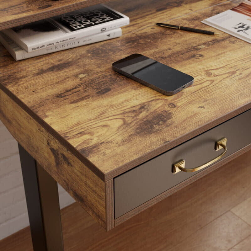 Brooklyn LED Electric Standing Desk with Drawers and Keyboard