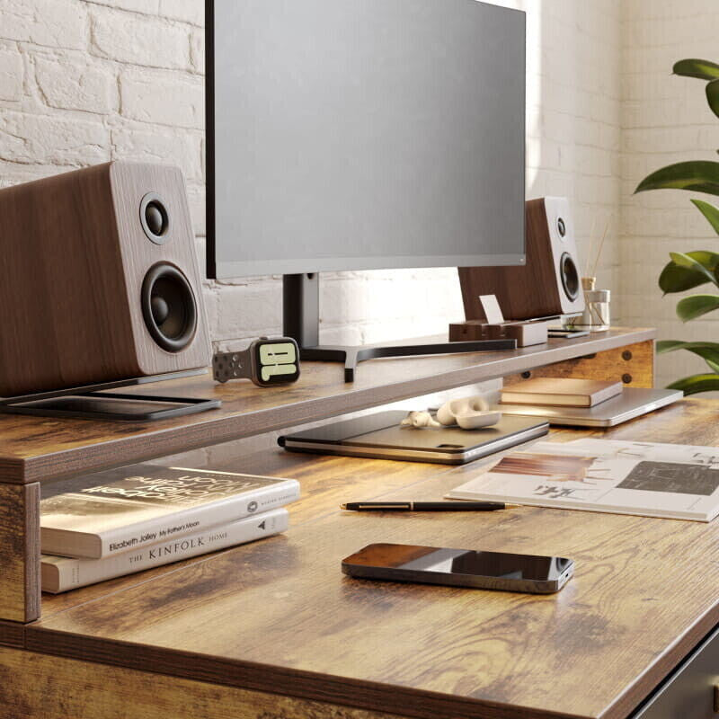 Brooklyn LED Electric Standing Desk with Drawers and Keyboard