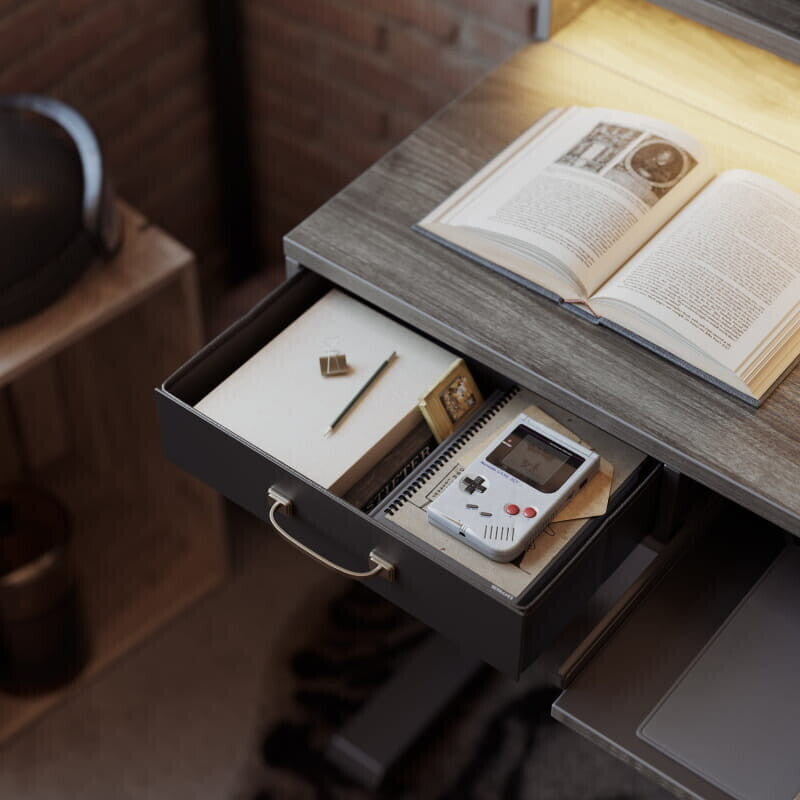 Brooklyn LED Electric Standing Desk with Drawers and Keyboard