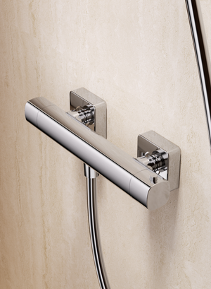 Toscana Chrome Thermostatic Shower Set, in a bathroom setting