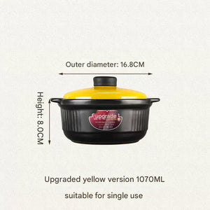 Ceramic Casserole Large Capacity Stone Stew Pot - 1070ml - black and yellow silicone top - Cookware set