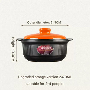 Ceramic Casserole Large Capacity Stone Stew Pot - 2370ml - black and orange cover - Cookware set