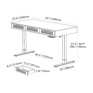 Rattan Soan Electric Standing Desk - 48’’ x 26’’ / White - Standing Desk