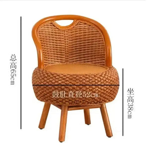 Close up of natural bamboo rattan weave texture on outdoor patio set chair frame and armrest detail