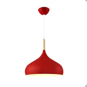 LED Colored Wooden Pendant Light Lamp - Red / Dia-24cm 1pcs / No Bulb - Pendant Lamp