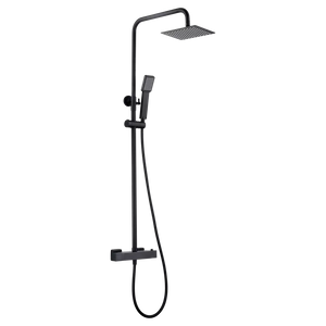 Matte Black Thermostatic Shower Set Contemporary Design, main product view