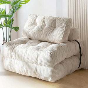 Fold Out Convertible Sleeper Chair Pillow Sofa Bed - White - Chair