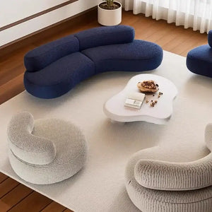 Curved Armless Vacuum Compressed Sectional Sofa - Blue - Compressed Sofa