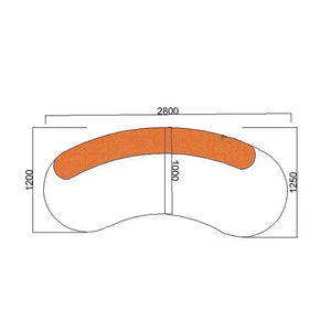 Curved Armless Vacuum Compressed Sectional Sofa - Blue - Compressed Sofa