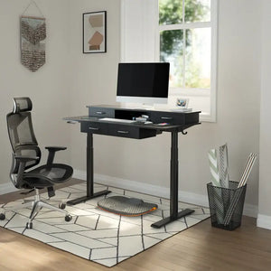Electric Standing Desk with Drawer Made of Fabric Or Wood - Desk