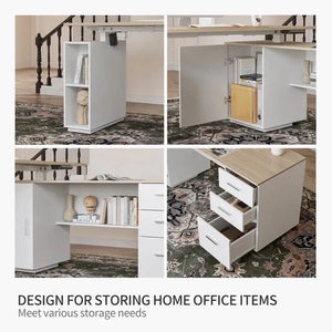 Executive Standing L-Shaped Desk with 3-Drawer File Cabinet