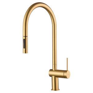 Berna Brushed Gold Kitchen Faucet Modern Design, main product view