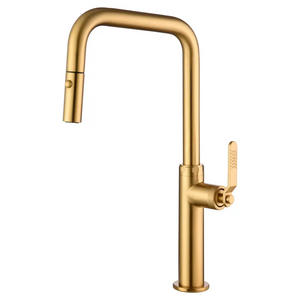Brushed Gold Kitchen Faucet Modern Contemporary Design, main product view