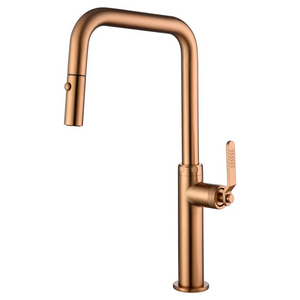 Brushed Rose Gold Kitchen Faucet Modern Design, main product view