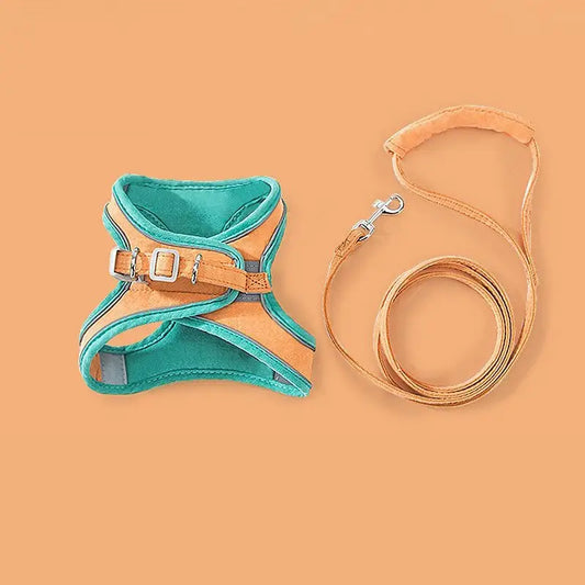 Harness and Leash Soft Padded Chest Strap Pet - Orange / S - Harness Pet