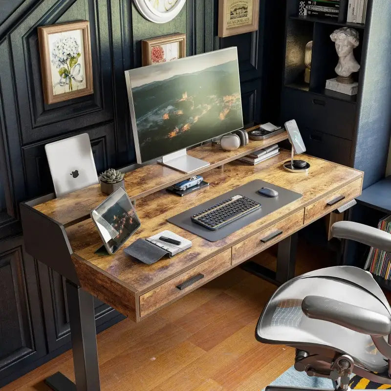 Full Surround Triple Drawer Electric Standing Desk