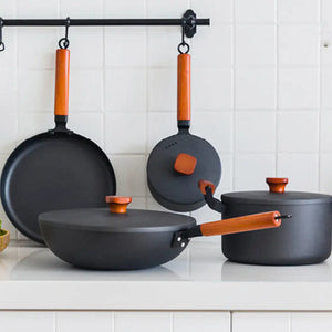 4 Piece Iron Non Stick Wok Pot Frying Pan Cookware Set - Cookware set