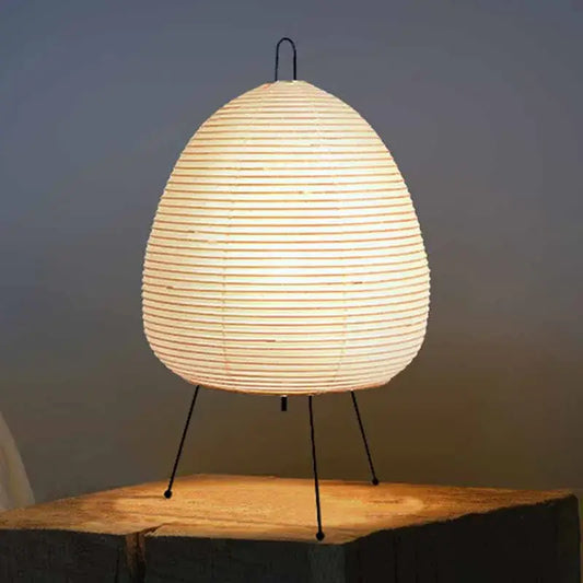 Japanese Oval Standing Paper Table Lamp - EU plug / Beige / 3 Colors Light - Lamp