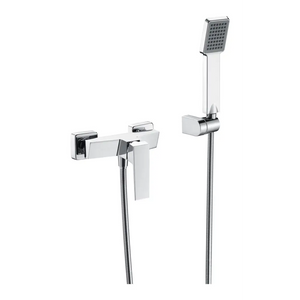 Chrome Single-Lever Shower Kit Modern Brass Design, main product view