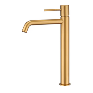 Brushed Gold Tall Basin Faucet Single Handle, main product view