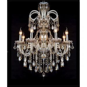 Long Crystal Luxury Chandelier Lamp - 6 Lights 60cmx85cm / Cognac Silver - Chandelier