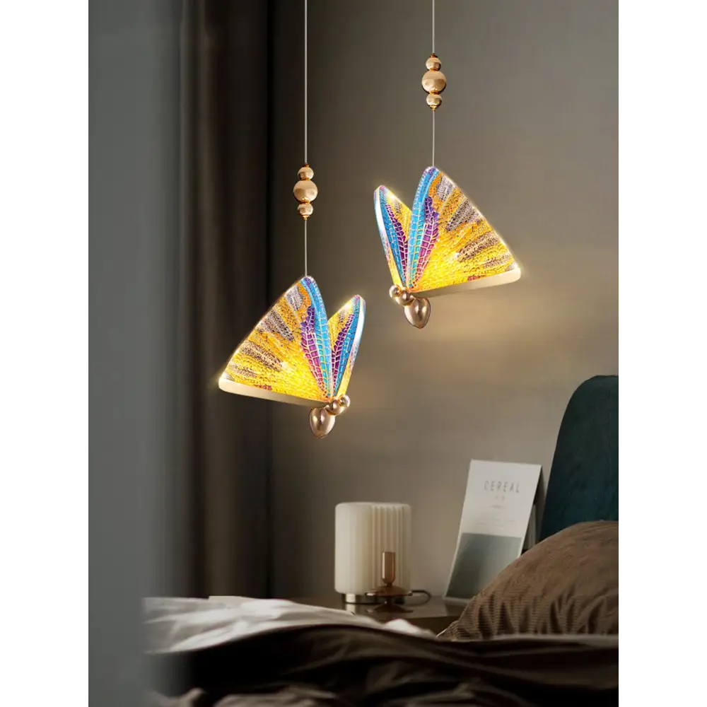 Rattan Butterfly Pendant Lamp with LED Bulbs Modern Design - view 2