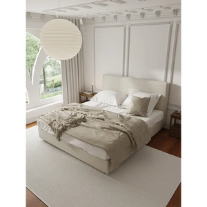 Luxury Fabric French Modern Bed Frame - Beige - Bedroom