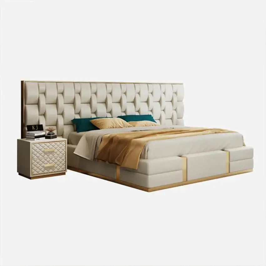 Luxury Modern King Headboard Bed Frame Set - Bedroom