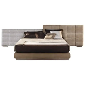 Luxury Modern Irregular Headboard Puff Bed Frame - Brown / 180 x 200 cm - Bedroom