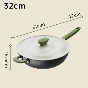 Matcha Uncoated Flat Bottom Non Stick Frying Pan - 32cm - Cookware set