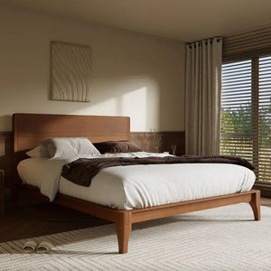 Minimalist Modern Bamboo Wood Platform Bed Frame - Bedroom