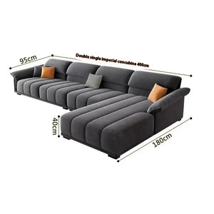 Minimalist Modular Velvet Sectional Compressed Sofa - 400 x 95 x 40 x 180 cm - Compressed Sofa