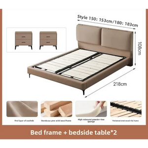 Minimalist Leather Luxury Wood Bed Frame - Bedroom