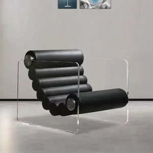 Modern Acrylic Suspension Microfiber Leather Chair - Black - Chair
