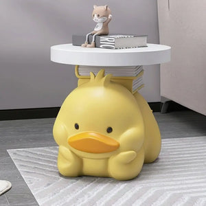 Modern Cartoon Duck Ornament Tray Side Table - Yellow - Multifunctional coffee table