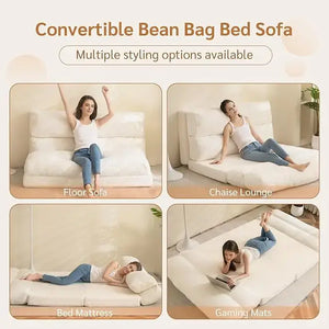 Modern Convertible Bean Bag Folding Fur Sofa Bed - Compressed Sofa