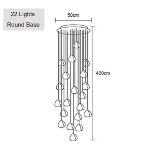 Modern Crystal Chandelier LED Long Pendant - Dia 50cm 22Lights / Warm white 3000K - Lamps