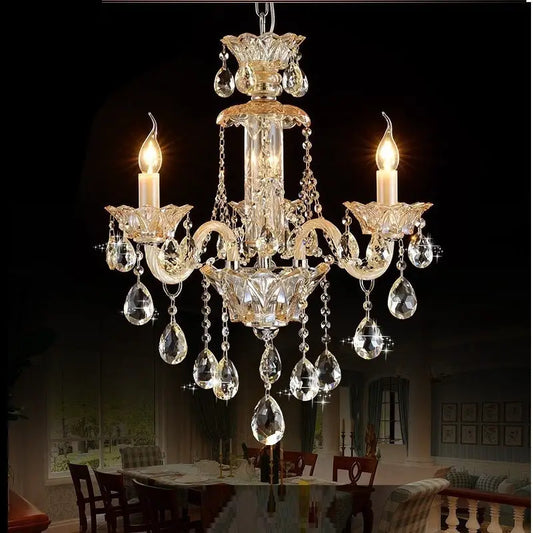 Modern Crystal K9 Candle Chandelier Lamp - 2 Arm wall Lamp / Silver Metal / Without Bulbs|110v-127v - Chandelier