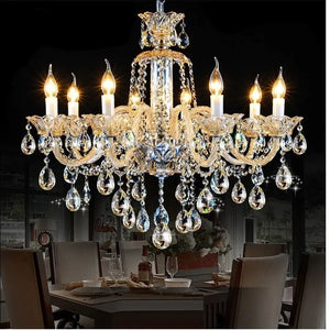 Modern Crystal K9 Candle Chandelier Lamp - 8 Arm Lights / Silver Metal / Without Bulbs|110v-127v - Chandelier