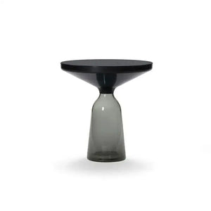 Modern Artistic Glass Round Coffee End Table - Gray Black - Multifunctional coffee table