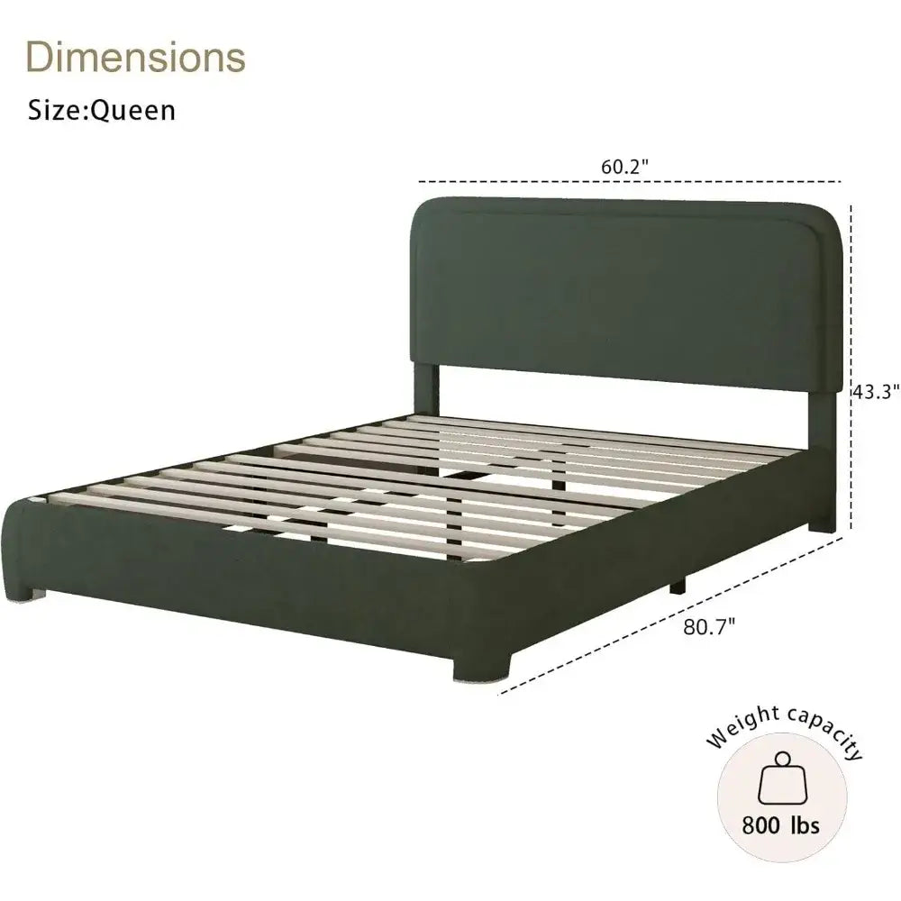 Modern Headboard Rounded Corners Frame Platform Bed - Home