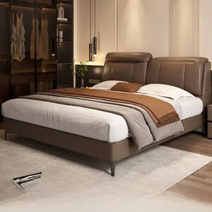Modern High Headboard Double Bed Frame - Bedroom