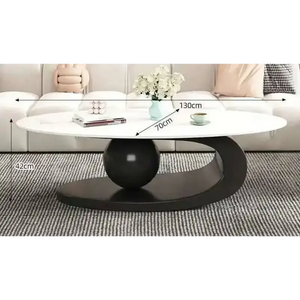 Modern Irregular Base Oval Side Coffee Table - Black 130x70x42cm - Multifunctional coffee table