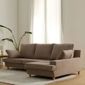 Modern Italian Style L Shaped Couch Sofa - Brown - Sofa