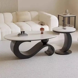 Modern Italian Style Round Nordic Coffee Table - Black glossy - Multifunctional coffee table