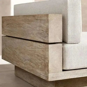Modern Japanese Garden Sofa detail showcasing waterproof cushion texture and contemporary japandi design elements