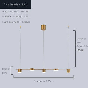 Modern Led Ceiling Chandelier Hanging Lamp - 5 Heads Gold / switch control|Cold White - Hanging Light