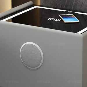 Modern LED Nightstand with Charger Drawers with Key - Bedside Table
