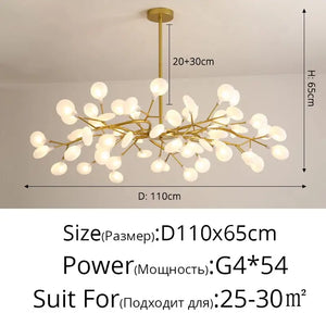 Modern LED Nordic Firefly Lamp - Gold A 54 Heads / Warm White no remote - Ceiling Light