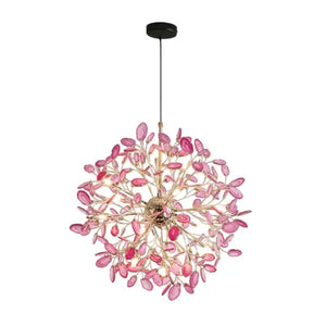 Modern Led Tree Chandeliers - Pink Red agate / 20 Lights - Lamps